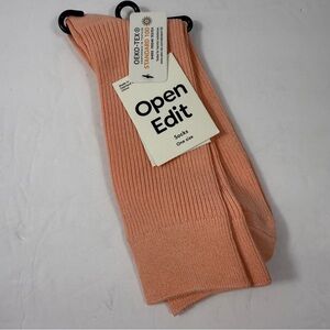 NWT Open Edit Crew Socks Peach Orange OEKO-TEX